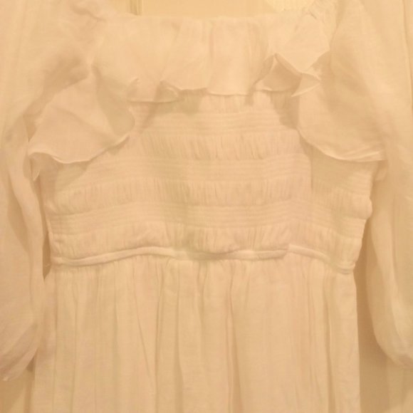 Summer Fun!  Women's White Sundress with Open Shoulder and Bowtie  Size PM - Picture 4 of 5